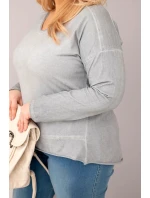 Dámská blůza Plus Size s V výstřihem a delším zadním dílem šedá