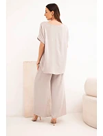 Komplet s náhrdelníkem halenka + kalhoty tmavě béžová Komplet s náhrdelníkem halenka + kalhoty tmavě béžová