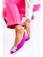 Semišové balerínky na vysokých podpatcích s zdobením tmavě růžovým Elena Semišové balerínky na vysokých podpatcích s zdobením tmavě růžovým Elena