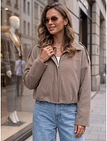 Dámská krátká béžová kordová bunda FashionStreet TY6020 Dámská krátká béžová kordová bunda FashionStreet TY6020