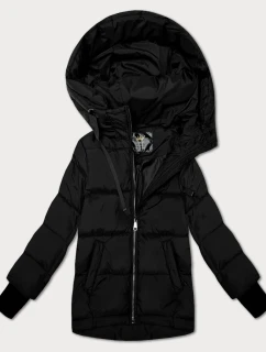 Černá prošívaná dámská bunda s kapucí Libland (LD-7747)