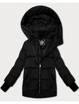 Černá prošívaná dámská bunda s kapucí Libland (LD-7747)