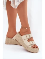 Dámské Klapky Na Klínu S Pletením A Přezkami Béžové Pasinea