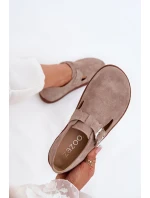 Semišové Polobotky Barefoot Dámské S Přezkou Zazoo N1261 Béžové