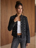 Dámská džínová bunda Napoleonka, černá, FashionStreet TY6044 Dámská džínová bunda Napoleonka, černá, FashionStreet TY6044