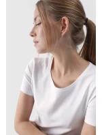 Hladké dámské tričko s logem bílé 4F 4FWMM00TTSHF1845-10S