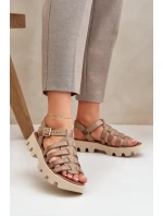 Kožené dámské sandály Zazoo 3695 béžové