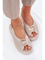 Dámské Kožené Sandály S Dekorací S.Barski LR51-786 Béžové