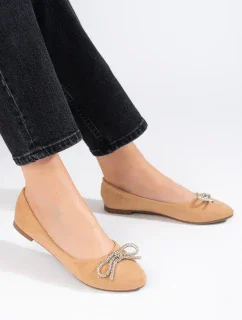 Klasické dámské hnědé baleríny bez podpatku