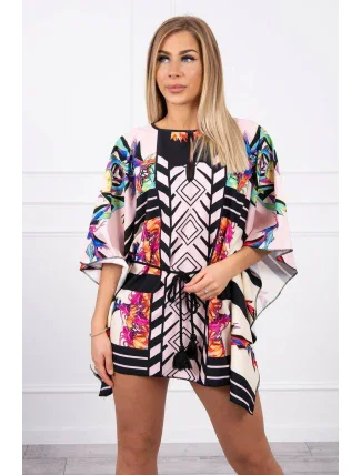 Netopýří šaty s vázáním v pase, pudrově růžové Netopýří šaty s vázáním v pase, pudrově růžové