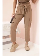 Dámské cargo kalhoty s vysokým pasem velbloud Dámské cargo kalhoty s vysokým pasem velbloud