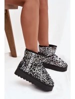 Dámské sněhule Silmo na platformě zdobené flitry – černo/stříbrné