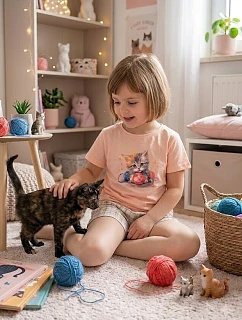 Pyžamo Cornette Kids Girl 787/125 Kity, 4 kusy/balení, velikost 98–128