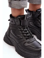 Ocieplané dámské sportovní šněrovací boty černé Dejana