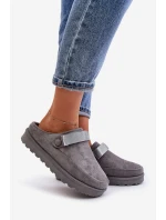 Dámské Teplé Pantofle S Kožešinou Na Platformě Šedé Azida