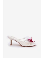 Dámské Pantofle Na Jehlách S Umělou Květinou Bílé Reyi