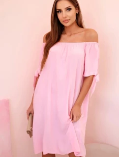 Dámské viskózové šaty 81785 cukrově růžové - Kesi