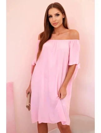 Dámské viskózové šaty 81785 cukrově růžové - Kesi