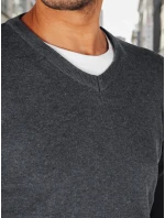 Pánský světle šedý svetr s výstřihem FashionStreet WX2316 Pánský světle šedý svetr s výstřihem FashionStreet WX2316