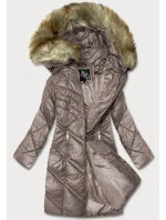 Dámská prošívaná bunda v barvě cappuccino (H-97-2)