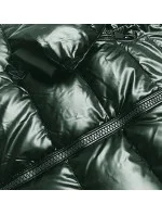 Tmavě zelená dámská vypasovaná zimní bunda (2M-032)