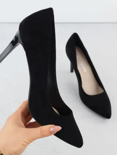 Černé semišové lodičky na jehlovém podpatku Sergio Leone 1339