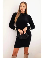 Dámské svetrkové šaty s polo-rolákem z měkké alpaky černý