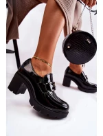 Elegantní boty na sloupu Se Stříbrným Ornamentem Černe Harmell