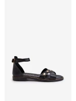 Zazoo 40378 Ploché Dámské Kožené Sandály Černé