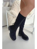 Dámské kozačky z eko semiše černé Oceana