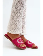 Dámské ploché pantofle s flitry S.Barski Fuchsia Dámské ploché pantofle s flitry S.Barski Fuchsia