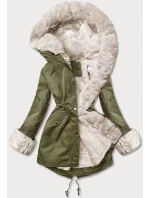 Bunda parka v army barvě kožešinovou odepínací podšívkou (5M763-136)
