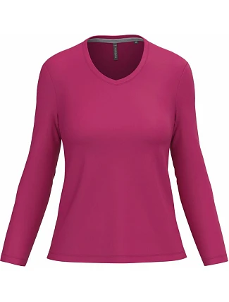 Kariban K 382 Dámské tričko do V s dl. rukávem 20.K382 fuchsia