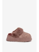 Dámské sněhule na platformě s kožešinou a výšivkou tmavě béžové Querina