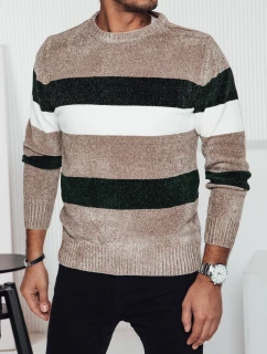 Pánský pruhovaný hnědý svetr FashionStreet WX2242