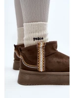 Sněhule na platformě se vzorem tmavě zelené Udra