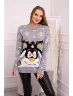 Vánoční svetr se sobem šedý Vánoční svetr se sobem šedý