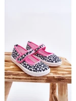 Dětské balerínky na suchý zip v potisku námořnické modré a růžové Selah