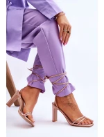 Elegantní vázané sandály s kamínky Nude Nessy