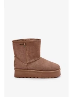 Vysoké Dámské Sněhule Na Platformě Big Star OO274A097 Béžové