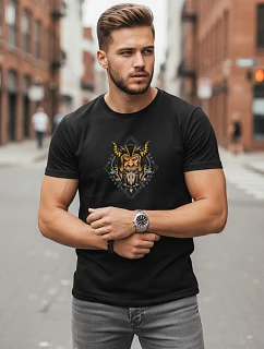 Pánské bavlněné tričko s potiskem Viking black FashionStreet NX0144R