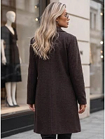 Dámský klasický jednořadý kabát v čokoládové barvě FashionStreet NY0814 Dámský klasický jednořadý kabát v čokoládové barvě FashionStreet NY0814
