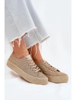 Vzorované dámské tenisky na platformě s pleteninou Lee Cooper LCW-25-08-3646L Khaki Vzorované dámské tenisky na platformě s pleteninou Lee Cooper LCW-25-08-3646L Khaki