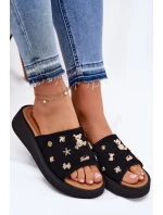 Dámské Semišové Pantofle S Připínáky Černé Vinceza 66741