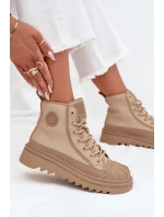 Vysoké Dámské Tenisky Zateplené Big Star OO274A356 Béžové