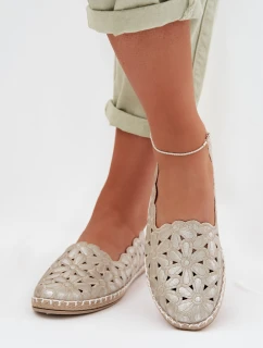 Dámské nazouvací baleríny s květinami zlaté Vennice