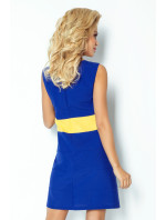 Dámské šaty BEE se žlutým pruhem v pase krátké modré - Modrá / XL - Numoco