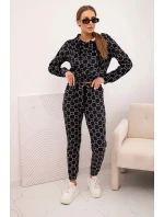 Dámská souprava z veluru s potiskem černý