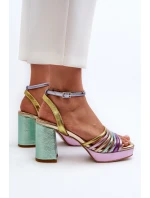 Dámské sandály na podpatku D&A CR920 Multikolor Dámské sandály na podpatku D&A CR920 Multikolor