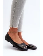 Dámské baletky z ekokože s ozdobou Černé Edoslli